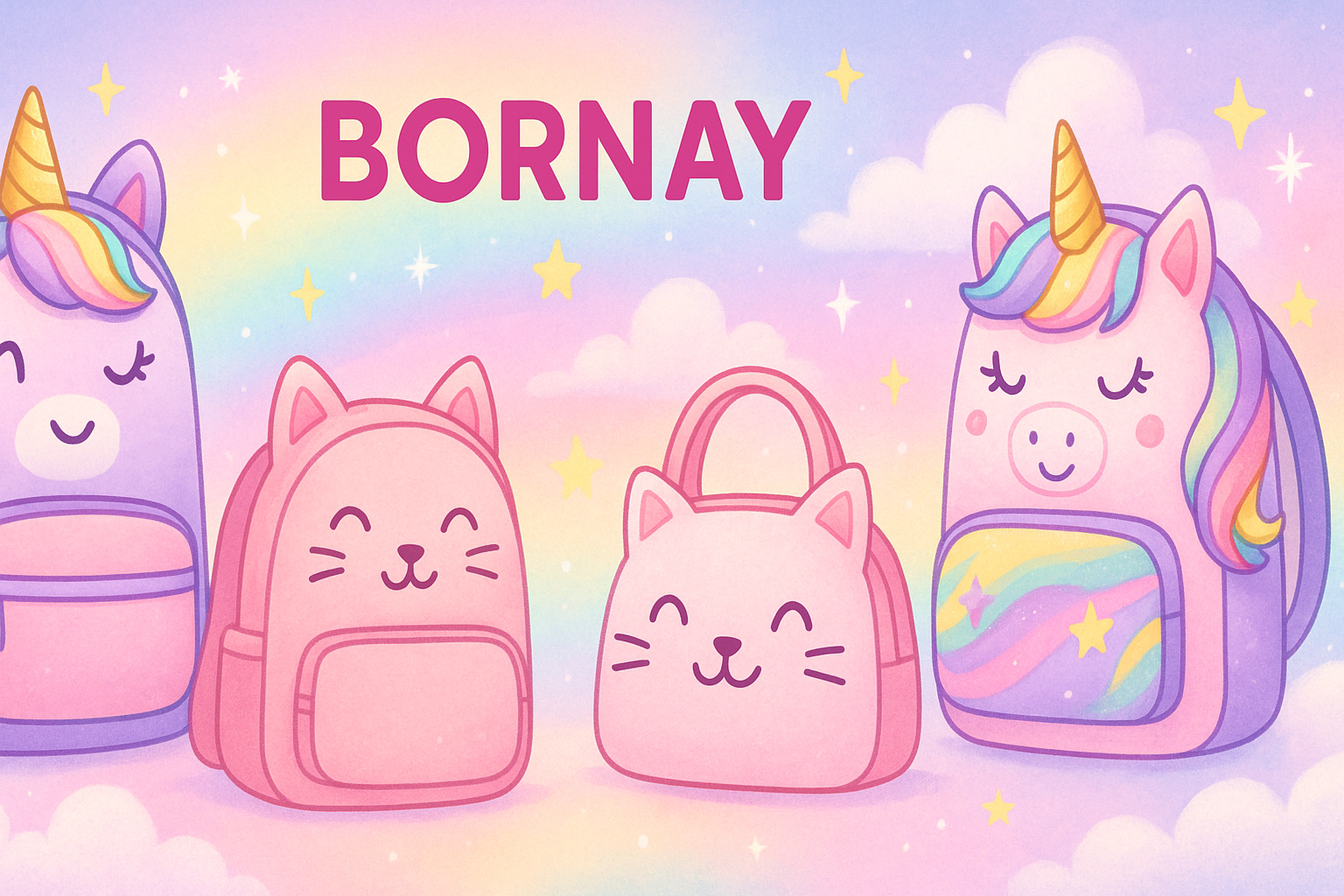 Unicorn ve kedi temalı çocuk çantaları ana sayfa bannerı