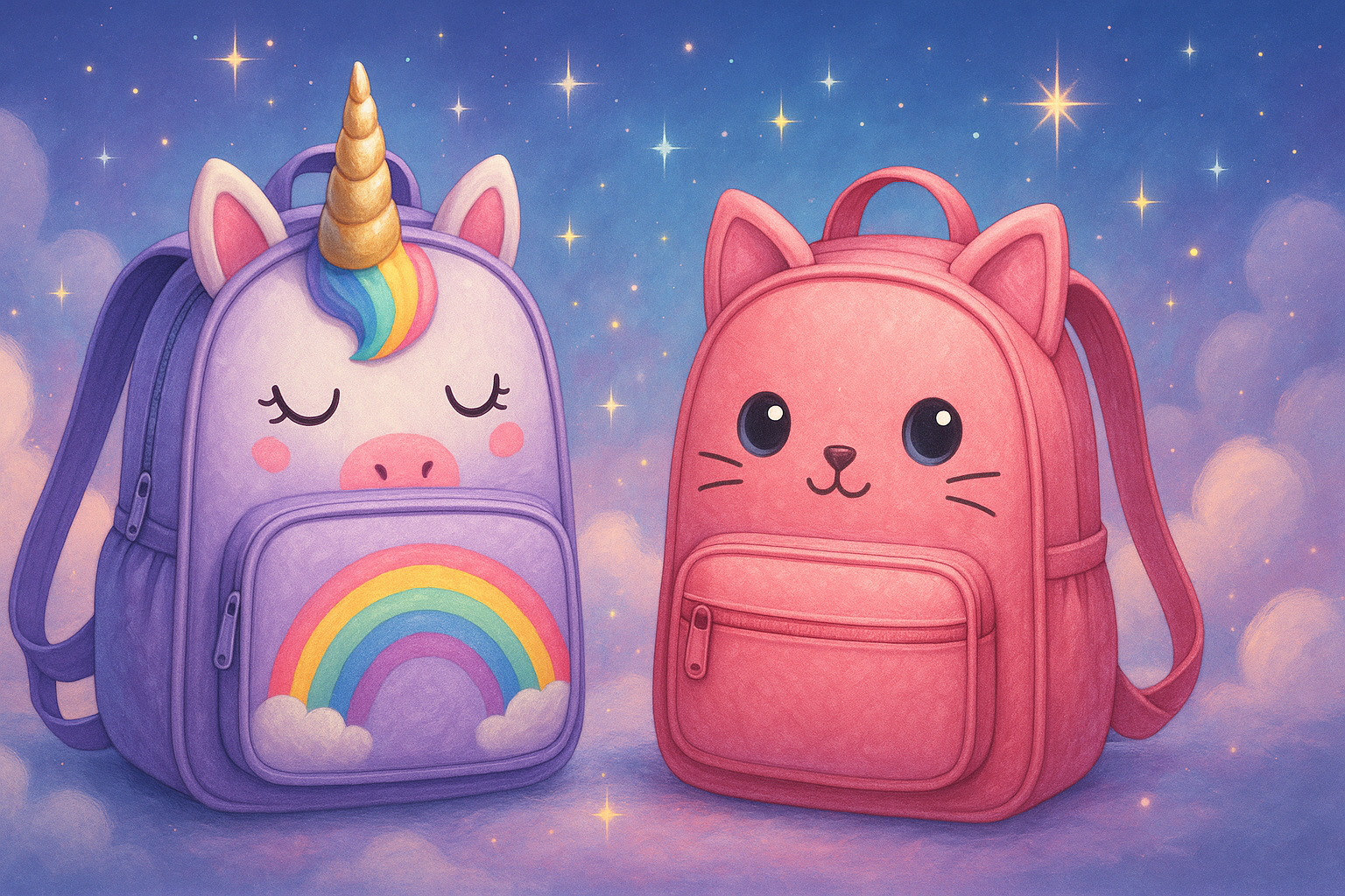 Yazısız unicorn ve kedi temalı çocuk çantaları ana sayfa bannerı
